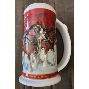 NIB 7” Budweiser Clydsdale 2004 25th Anniversary Handcrafted Holiday Stein